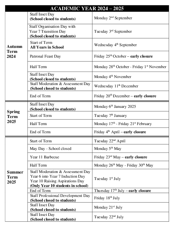 Academic year 2024 2025