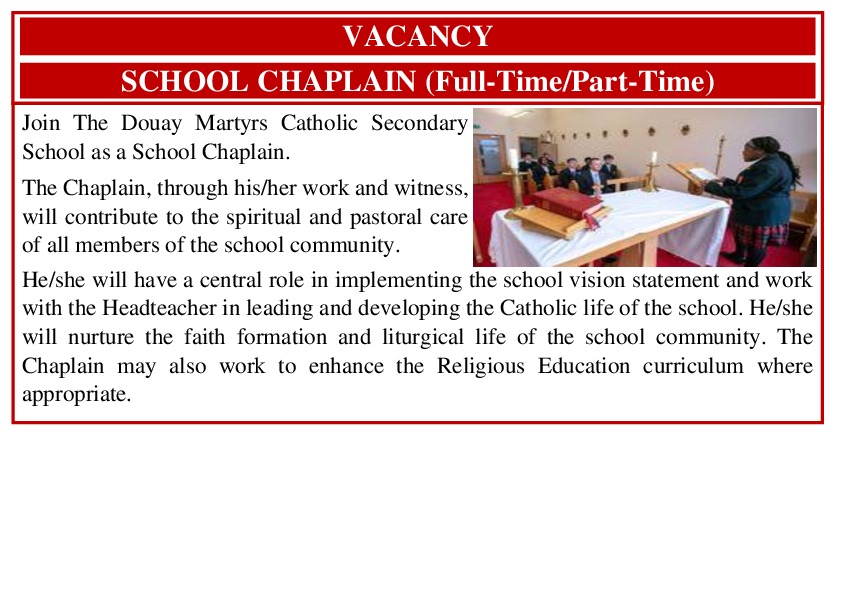 School chaplain announcement